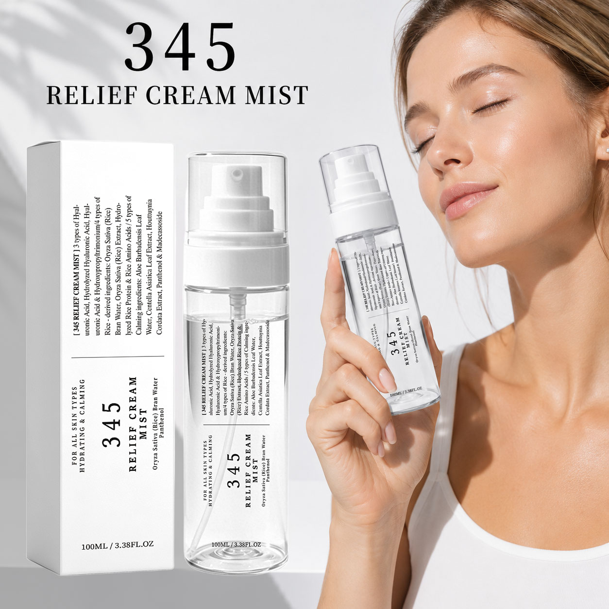 Hyaluronic Acid Facial Serum - 345 Relief Cream Mist Korean Skin