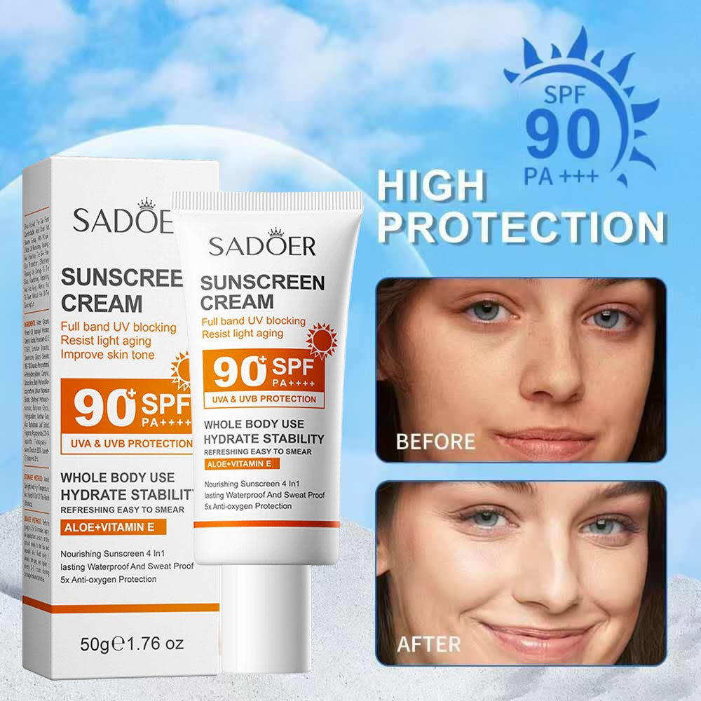 Spf 50 Waterproof Sunscreen - Sadoer Sunscreen Cream With High Protection