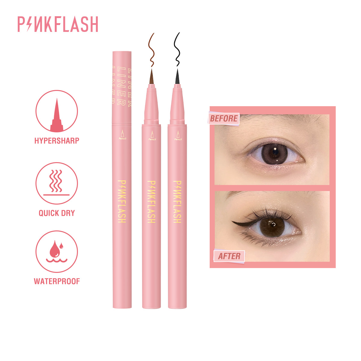 PINKFLASH Black Liquid Eyeline - Waterproof Liquid Eyeliner Pen recension och pris