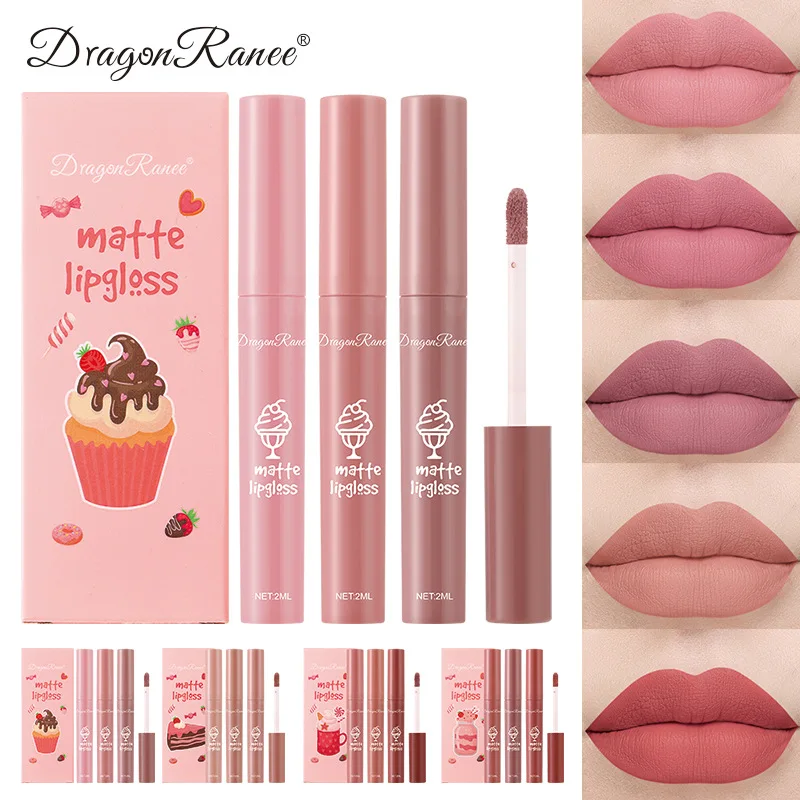 3PCS/Set Velvet Matte Nude Liq - Matte Velvet Lip Tint Long Lasting recension och pris